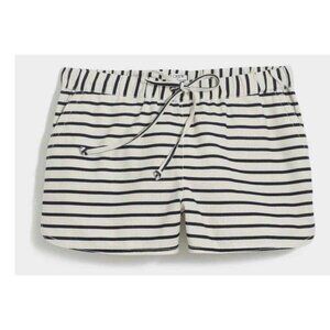 J. Crew New Size XXS Linen-Cotton 3" Drawstring Shorts Beige/ Black Stripe